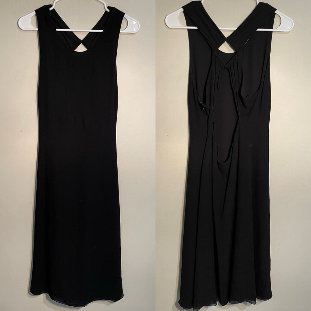 Armani Collezioni Black‎ Silk Backless Midi Knee Length Dress